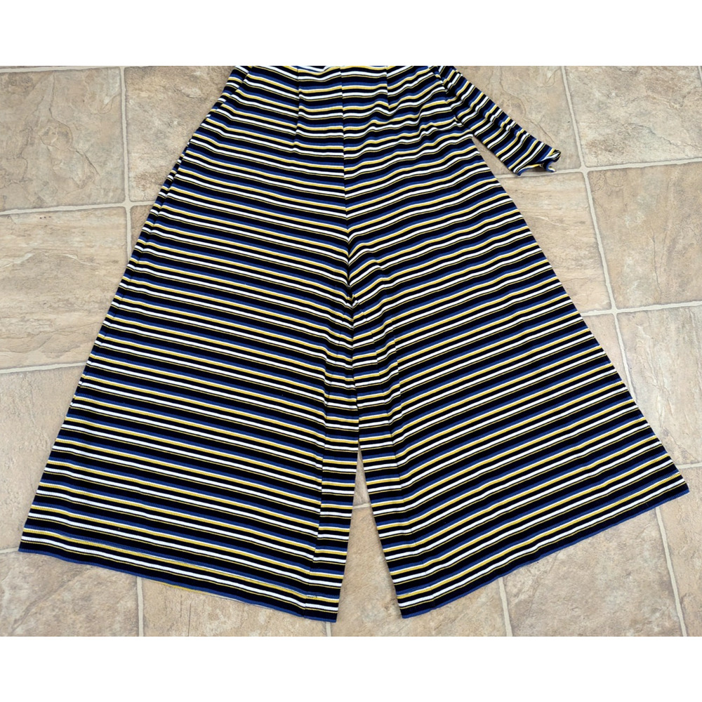 ECI New York sz S Cropped Wide Leg Jumpsuit knit tank ties stripes colorful 1159 - Picture 3 of 6